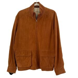 Vintage Tommy Bahama Men's 100% Leather Suede Jacket size Large Camel Brown